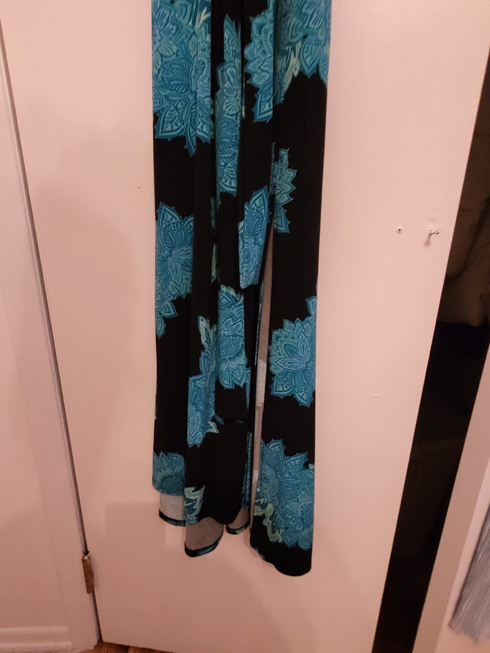 New York & Company Black Maxi Dress with Teal Floral Print - Picture 3 of 8